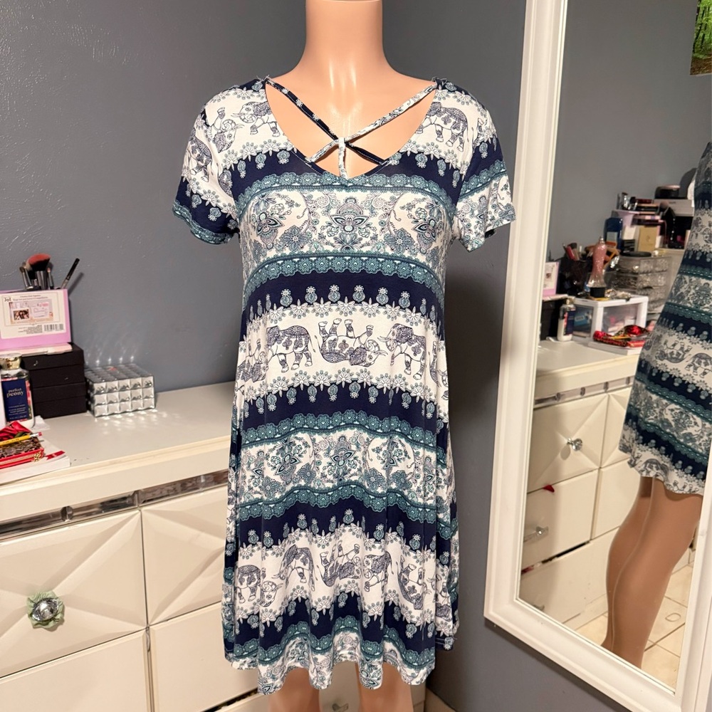 Bohemian Elephant Print Dress